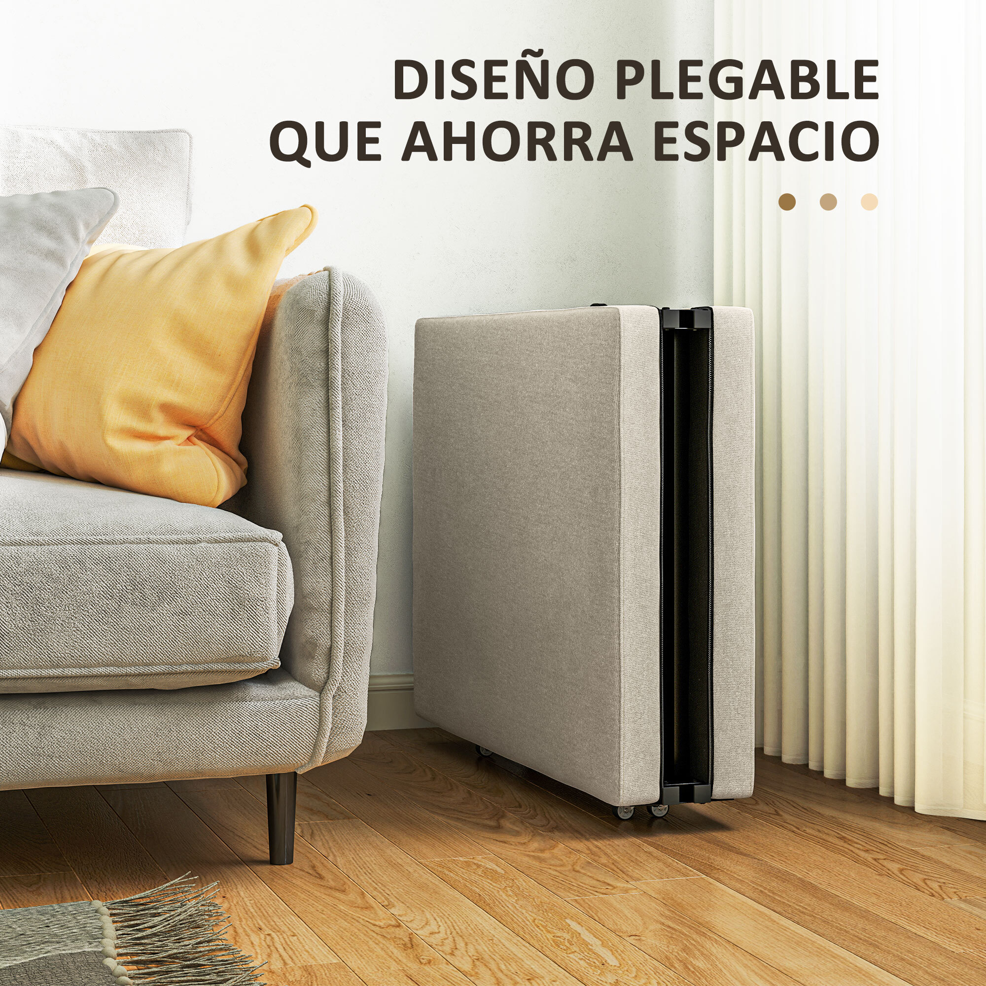 Cama Plegable 70x180 cm con Colchón de Espuma Mueble Cama Plegable con Respaldo Ajustable en 5 Posiciones y Ruedas Cama de Invitados Carga 120 kg