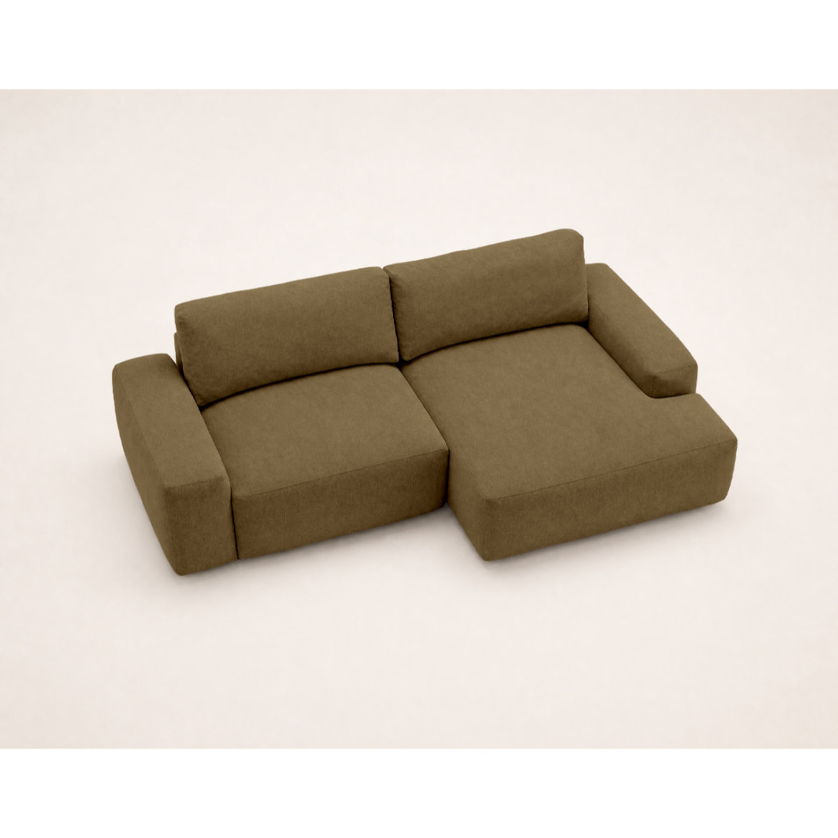 Tama - Canapé d'angle droit 4 places convertible avec coffre en tissu - Vert