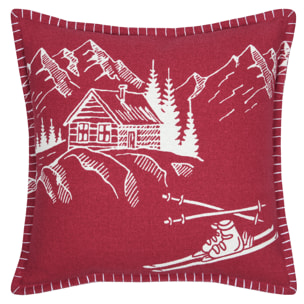 Coussin chalet montagne en coton - Rouge