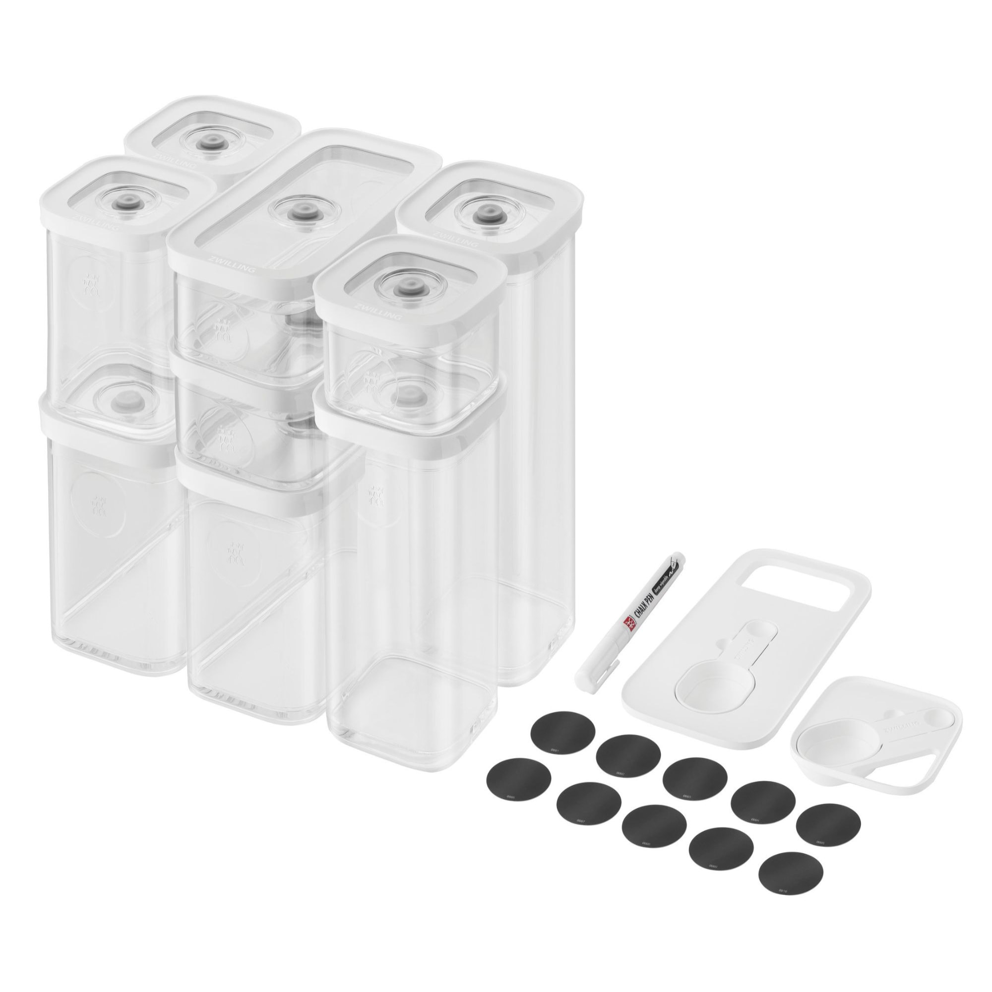 Set CUBE, S/M / 12-pcs, transparent-blanc