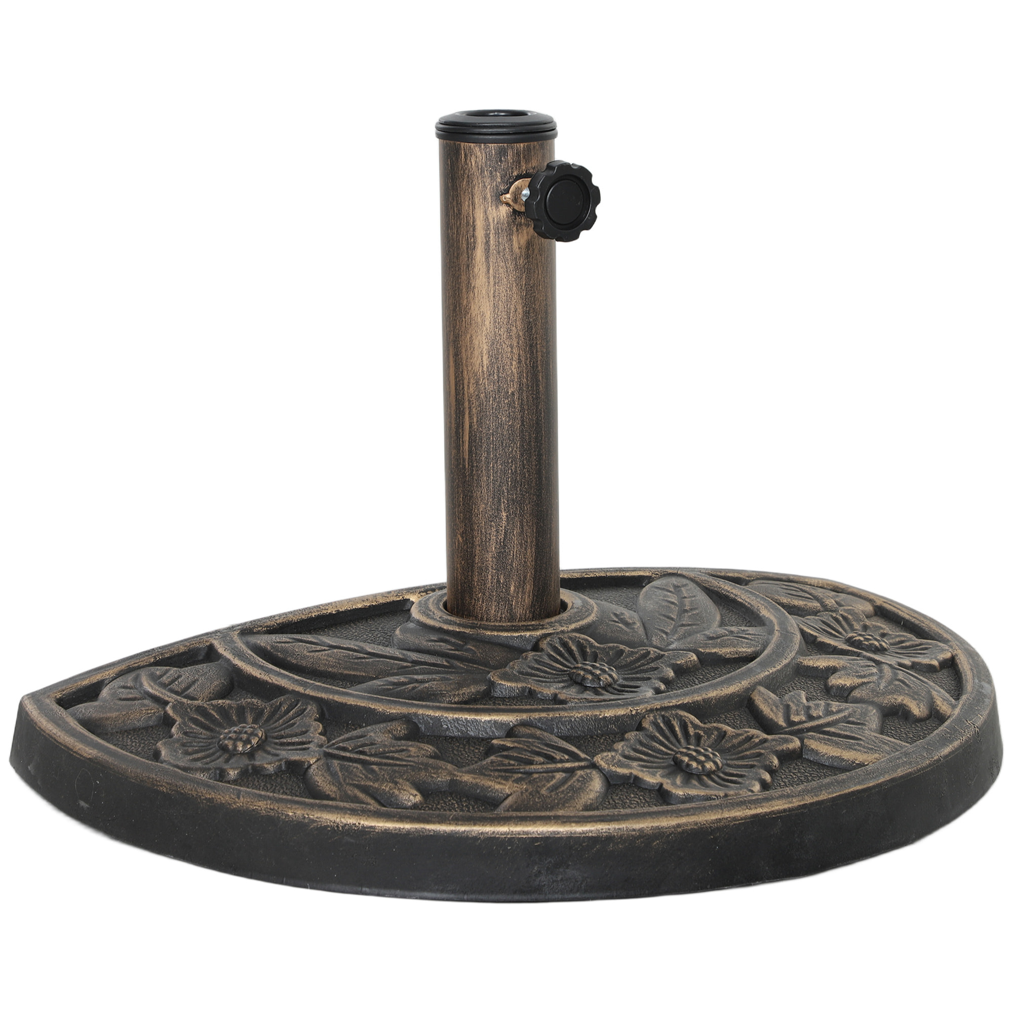 Base para Sombrilla Semicircular Soporte para Parasol Pie para Sombrilla con Relleno de Cemento Peso 9,5 kg para Jardín Terraza Bronce
