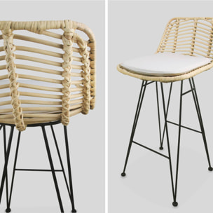 Tabouret de bar métal et rotin 67cm (lot de 2) CAHYA