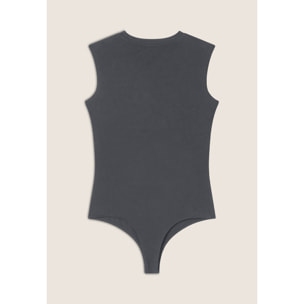 Body senza maniche in jersey stretch con logo strass