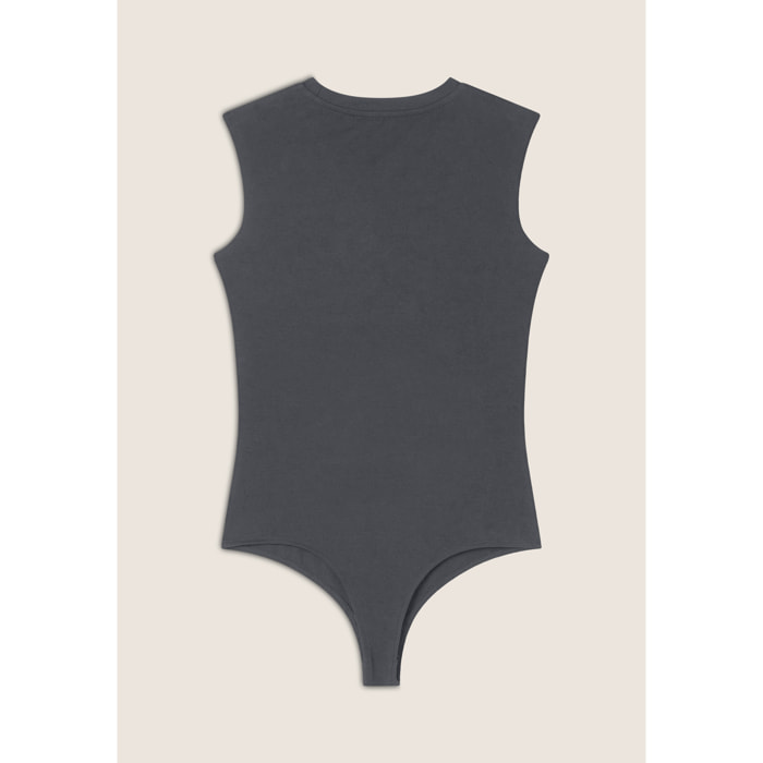 Body senza maniche in jersey stretch con logo strass
