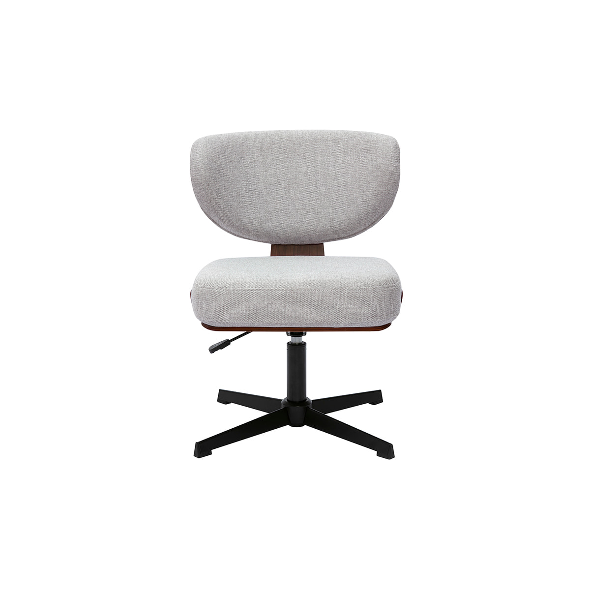 Chaise de bureau en tissu effet velours texturé gris et bois foncé noyer HANZ