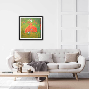 Affiche abstrait andalouse au chapeau Affiche + cadre en bois - Noir