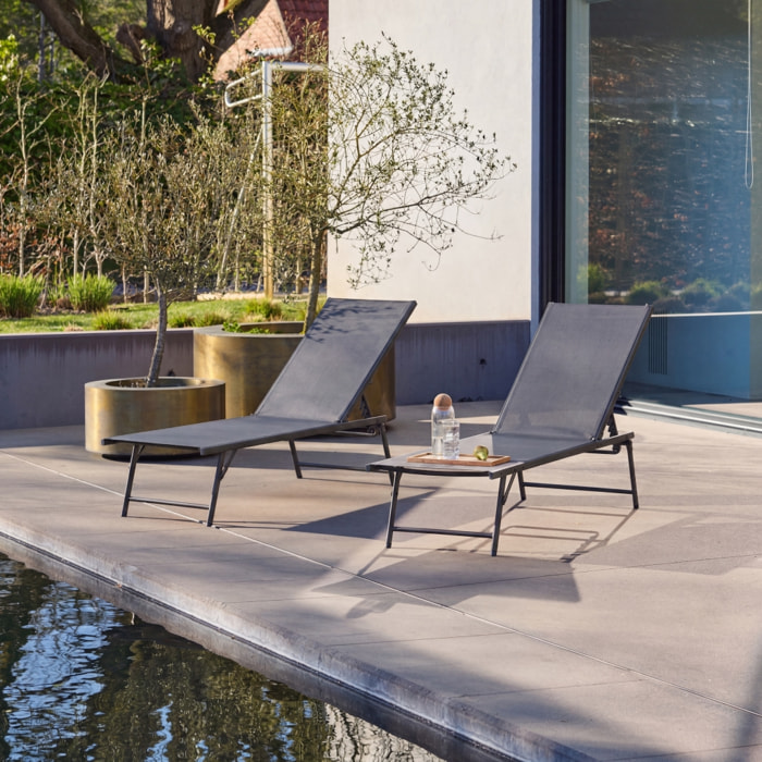 Bain de soleil acier textilène multi positions (lot de 2) TROPEA