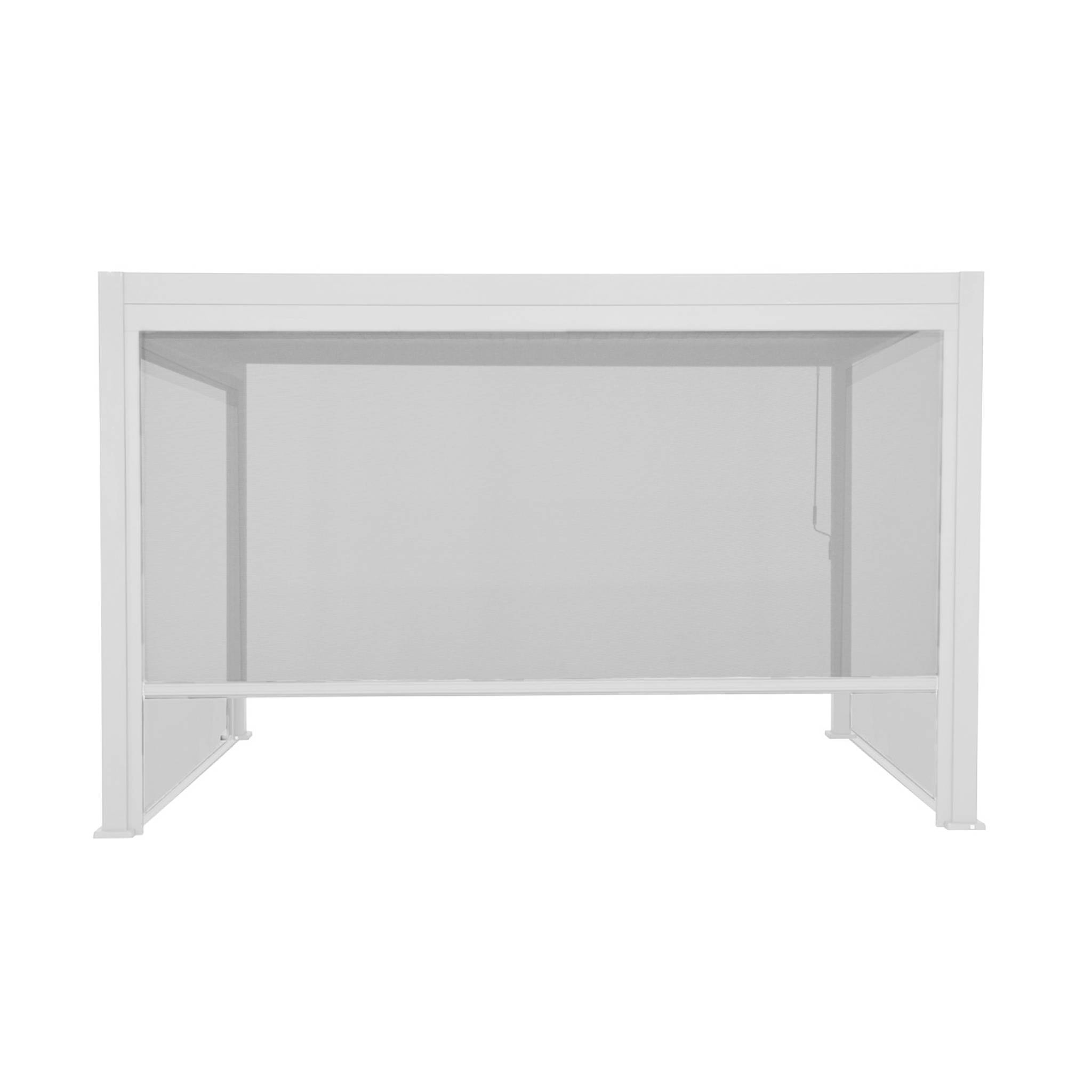 Pergola bioclimatique en aluminium. lames orientables 3x4m + 2 stores 3m + 1 store 4m TRIOMPHE blanc