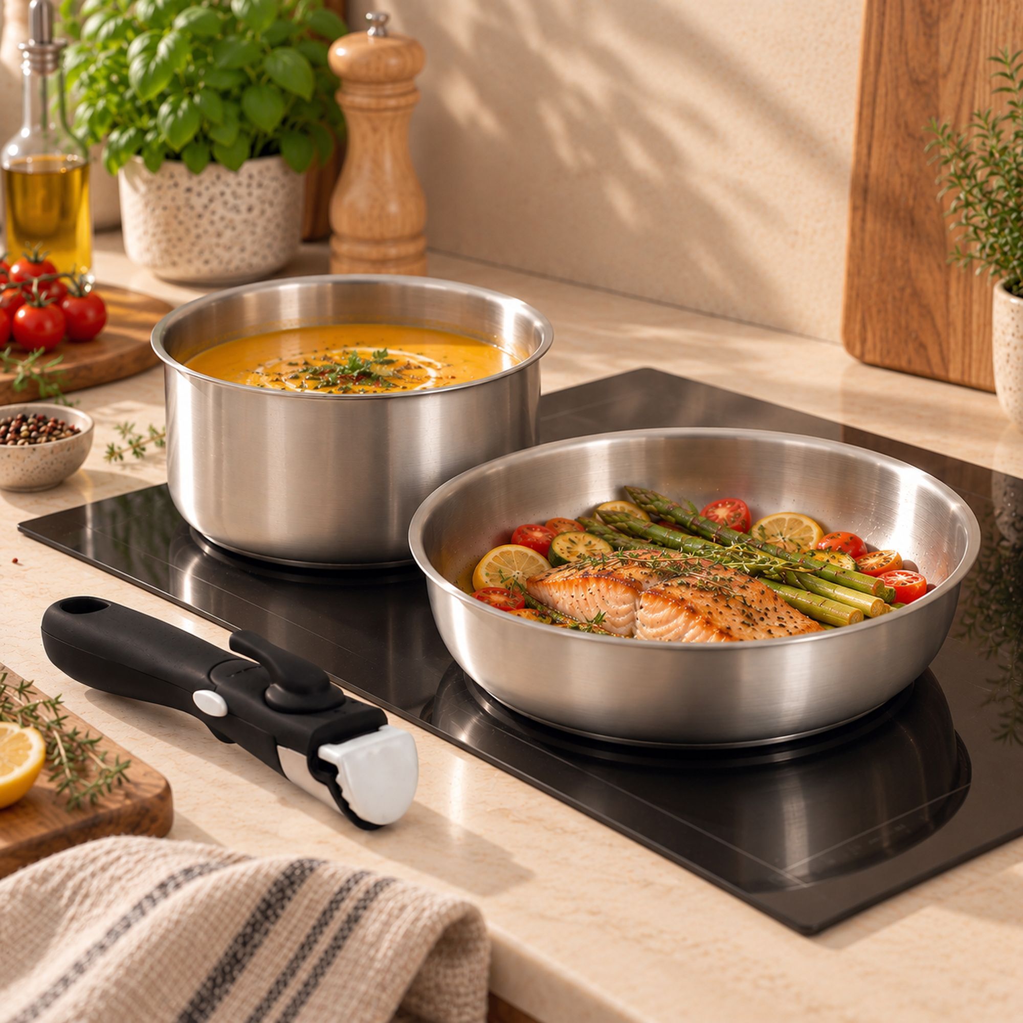 Batterie de cuisine 5 pièces en acier inoxydable - tous feux IRIS