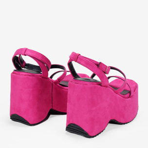 Sandalias de cuña y plataforma rosa