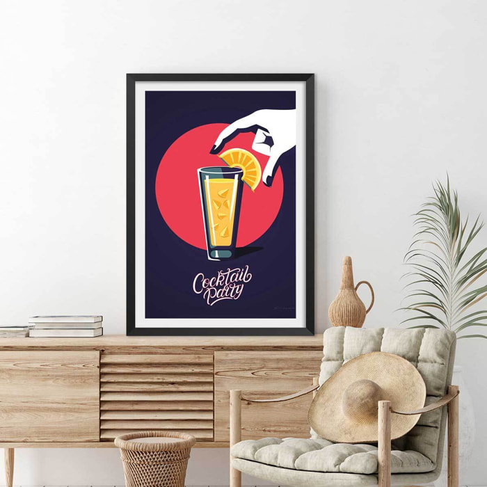 Affiche cuisine Cocktail party Affiche sous cadre noir