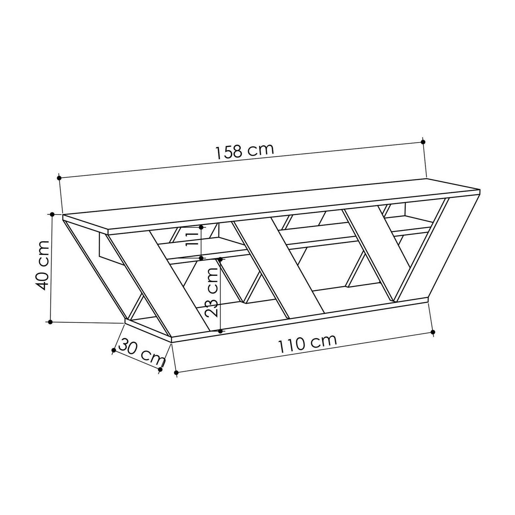 Mobile porta TV Dbara, Credenza da soggiorno, Armadio basso per TV, Base parete attrezzata, 158x30h40 cm, Antracite