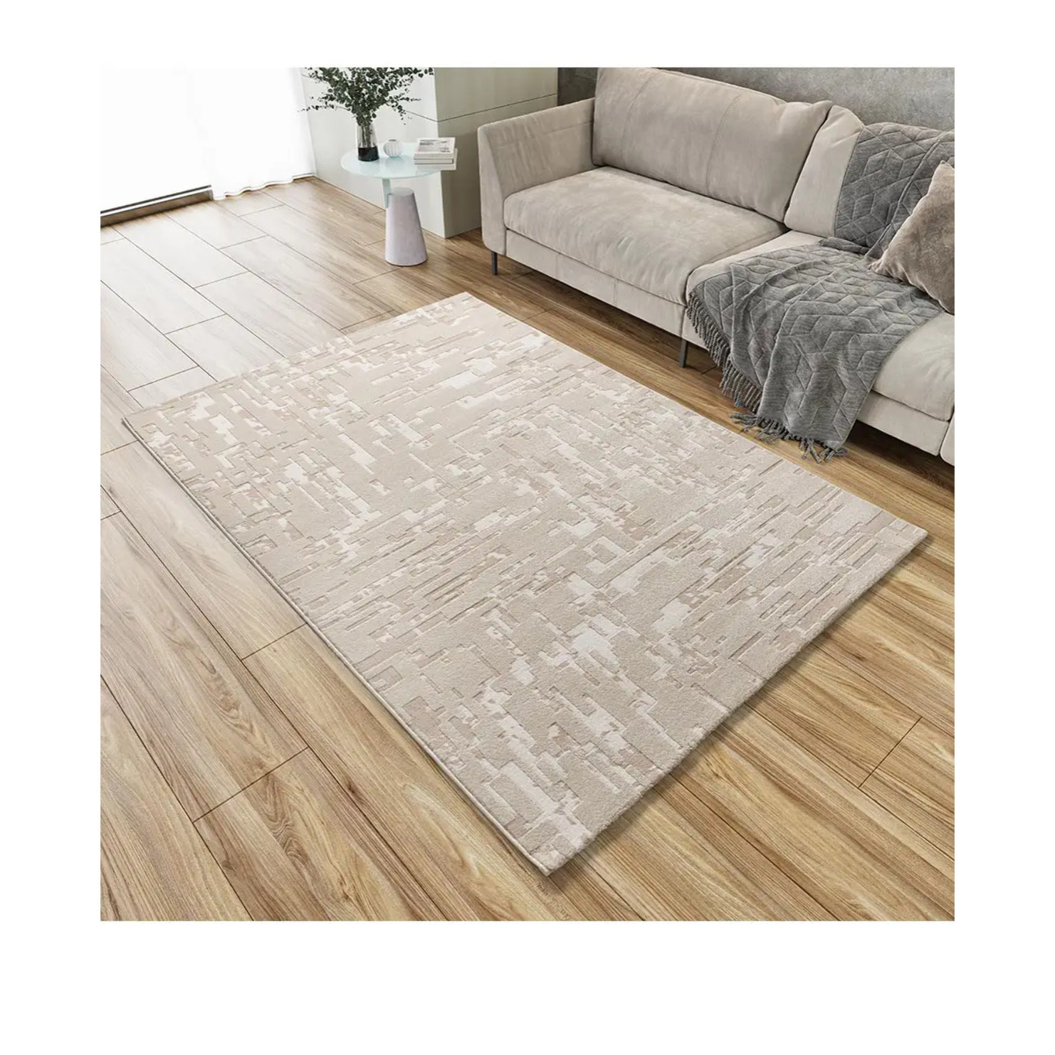 BARESA Alfombra abstracta con relieve en tonos beige, varias medidas disponibles