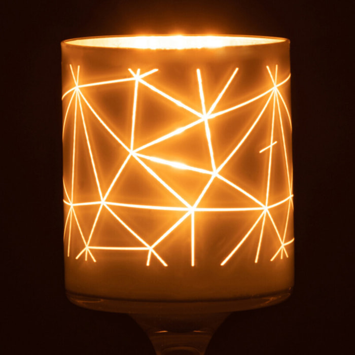 J-Line photophore Sur Pied Milano - verre - blanc/or - small