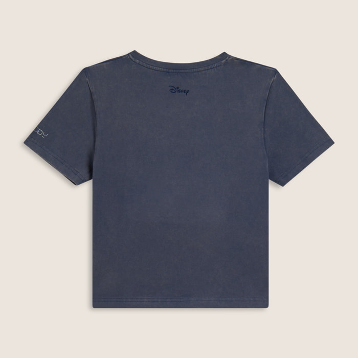 T-shirt cropped da donna con Mickey Mouse in strass