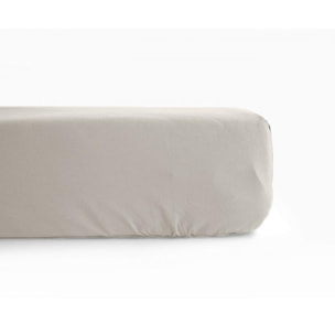 Drap housse percale pur coton peigné longues fibres 80 fils/cm² avec bonnet de 35 cm Vent du sud - Naturel