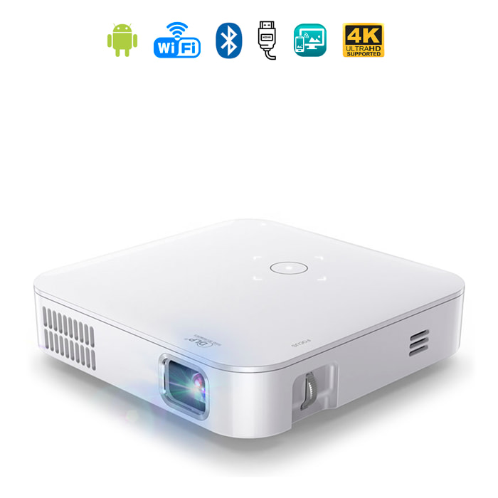 Mini videoproiettore portatile LED S200, DLP. Android 9.0, Wi-Fi, pannello touch. Batteria ricaricabile. Mirroring dello schermo. Netflix, YouTube, ecc.
