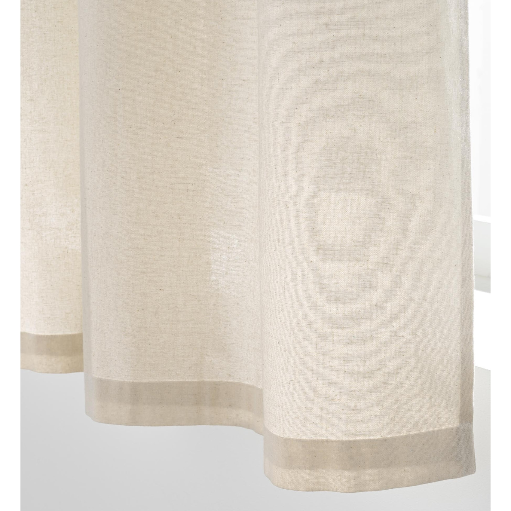 Rideau court à œillets en coton avec top tissé et franges - Naturel