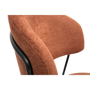 Chaises en tissu effet velours texturé terre brûlée et métal noir (lot de 2) BENTA