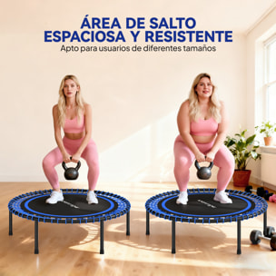 Trampolín de Fitness Adultos Ø114 cm, Cama Elástica con Marco de Acero Reforzado, para Entrenamiento Piernas, Cuerpo en Hogar, Oficina, Gimnasio, Azul y Negro