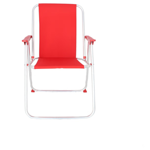 Well home - juego de 2 sillas de playa metálica plegable de color rojo 44x44x74cm
