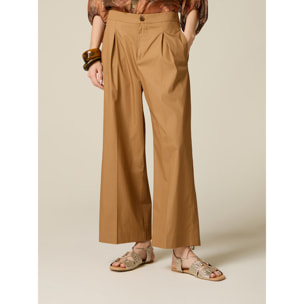 Oltre - Pantaloni palazzo in popeline - Beige