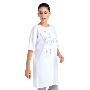 Camiseta maxi de manga corta de mujer brillante