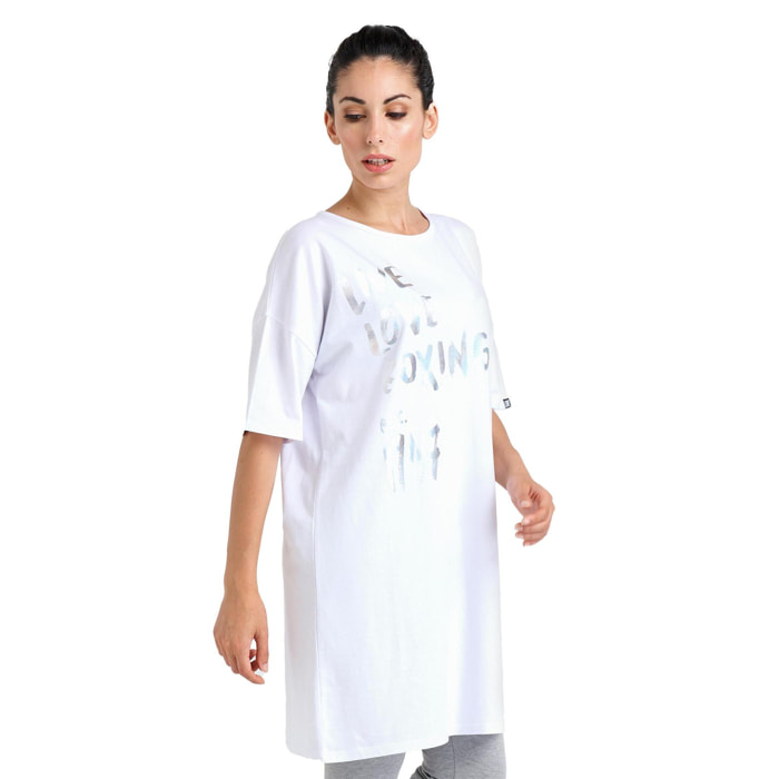 Camiseta maxi de manga corta de mujer brillante