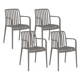 Chaises de jardin empilables Oviedo polypropylène gris - lot de 4
