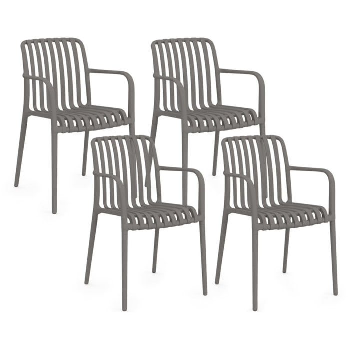 Chaises de jardin empilables Oviedo polypropylène gris - lot de 4