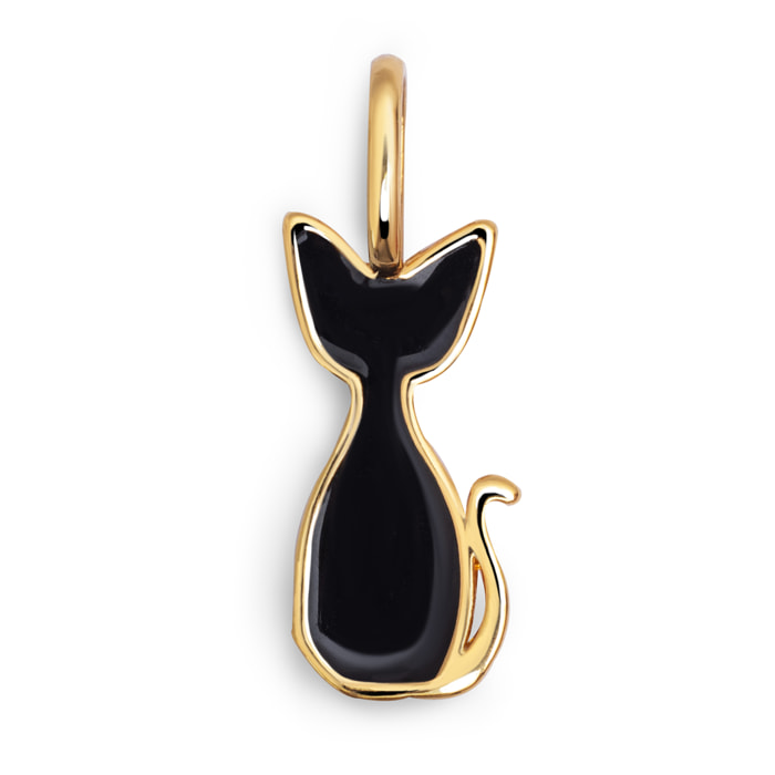 Charm Salem Gato Enamel Black Baño Oro