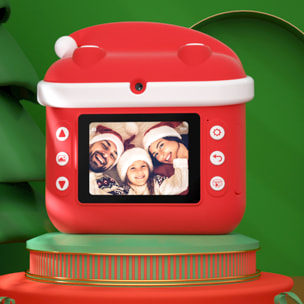 Fotocamera digitale, design Babbo Natale, foto da 12 MP e video HD per bambini. Stampa istantanea delle tue foto preferite.