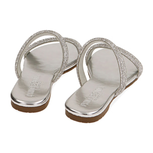 Sandalias planas plateadas