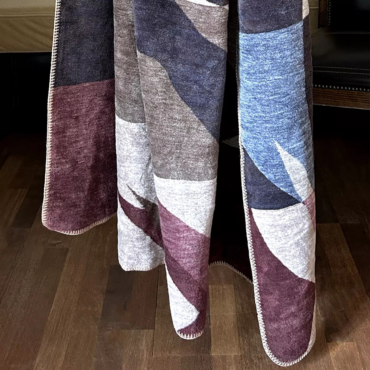 Plaid coton mélangé 470 g/m² motif jacquard multicolore Marius lie de vin