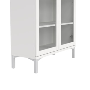 Vetrina Wutip, Credenza espositiva, Vetrinetta multiuso, Madia da soggiorno, 89x36 h203 cm, Bianco