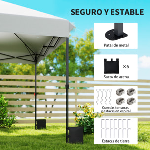 Carpa Plegable Gazebo 6x3 m, Pop-up, Cenador de Jardín Altura Ajustable en 3 Niveles, Toldo Protección UPF50+, Montaje Fácil con Bloqueo Central, 6 Sacos de Arena y Bolsa con Ruedas, Plateado