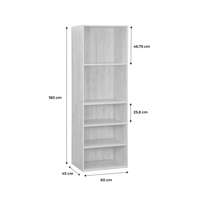 Module dressing décor bois 5 étagères NEPAL