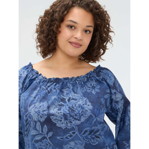 Fiorella Rubino - Blusa in chambray con stampa floreale - Blu