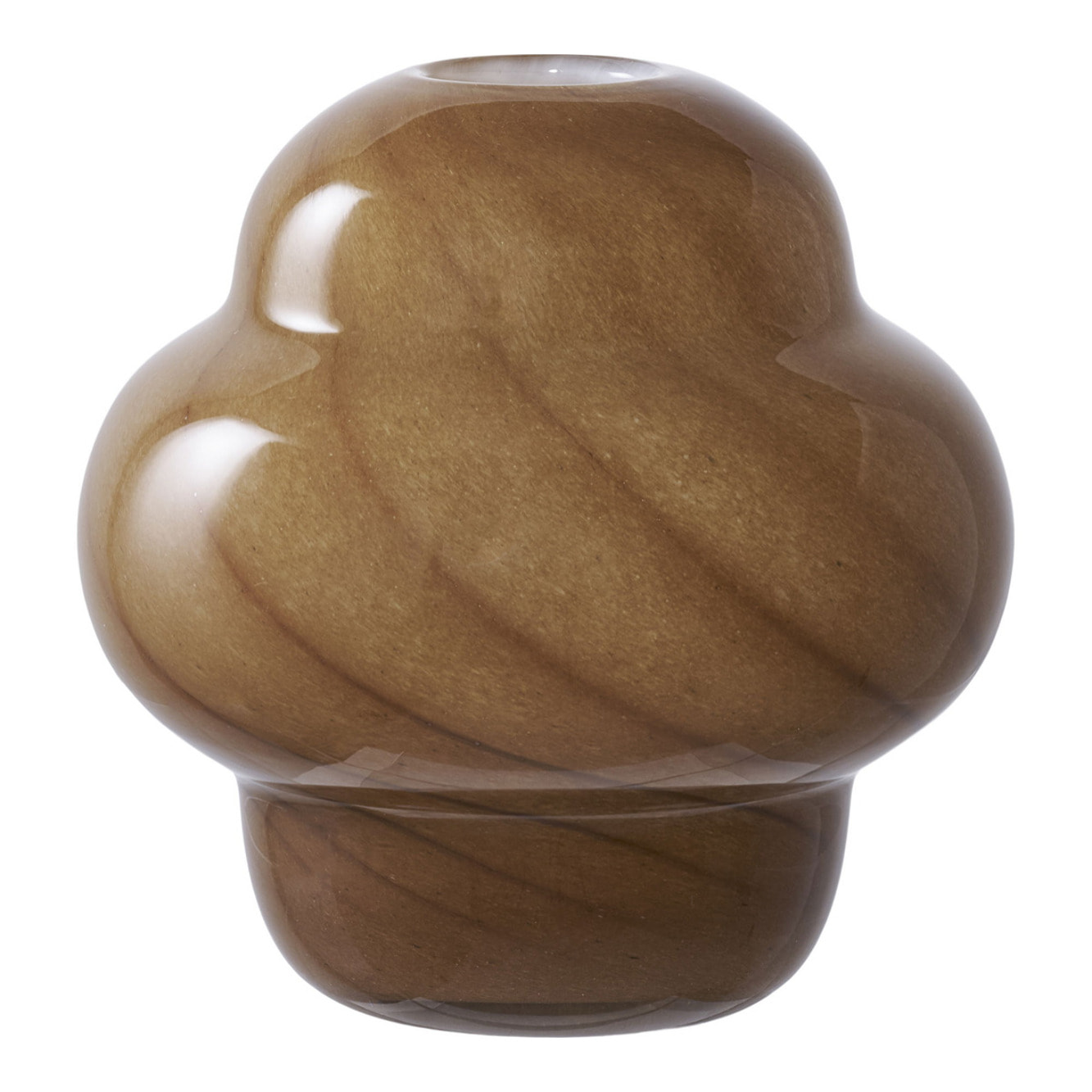 Vaso in vetro marrone caramello forma lobata ø16,5x17 cm