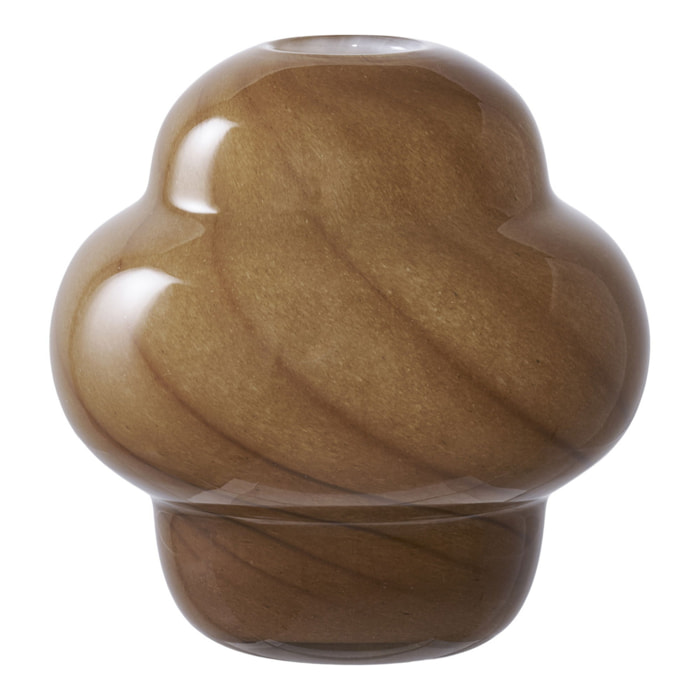 Vaso in vetro marrone caramello forma lobata ø16,5x17 cm