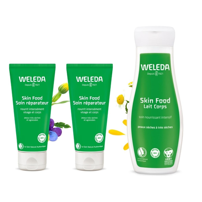 WELEDA - DUO rituel soin corps Nutrition - Skin Food Soin réparateur + Lait corps - Certifié Natrue**-  Tube 75 ml et Flacon 200ml