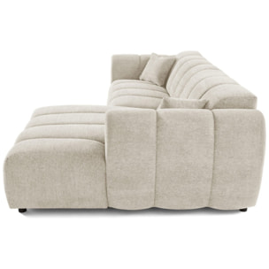 Curtis - canapé d'angle droit 4 places en tissu texturé - Beige