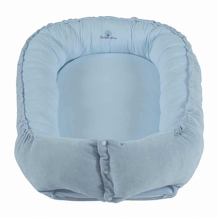 Cocoon bébé 0-6 mois coton bio velours Bleu ciel