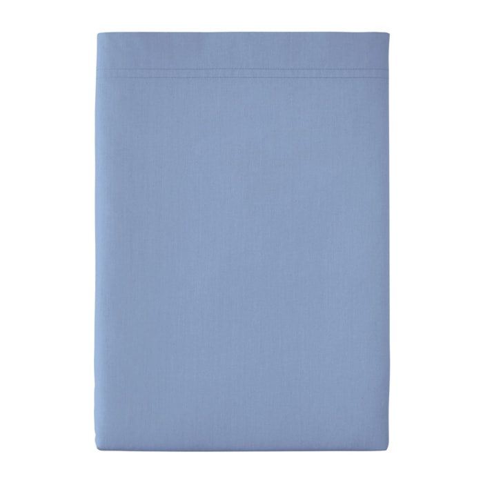 Drap plat uni en percale de coton, PREMIÈRE, Bleu Olympe
