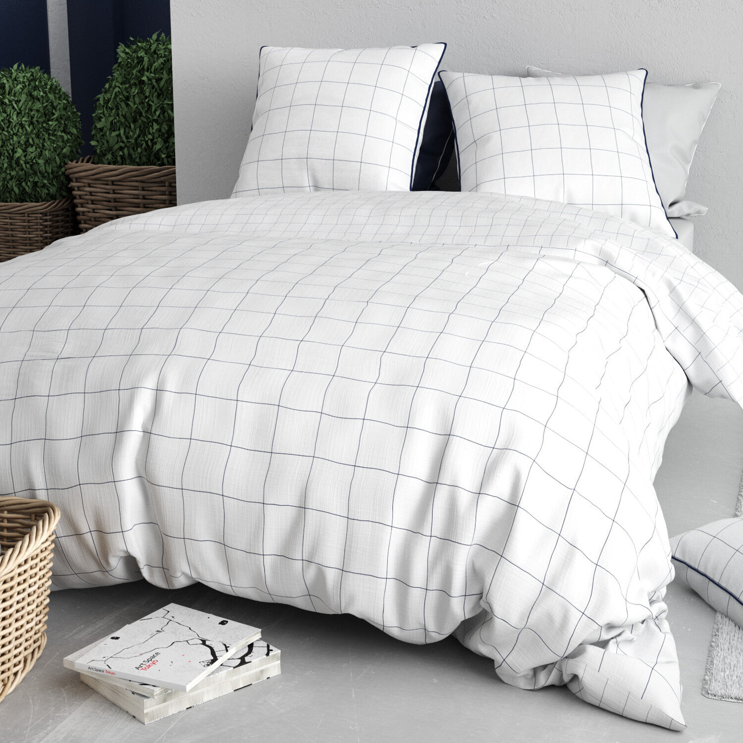 Parure housse de couette 3pcs 100% coton 57 fils nestor