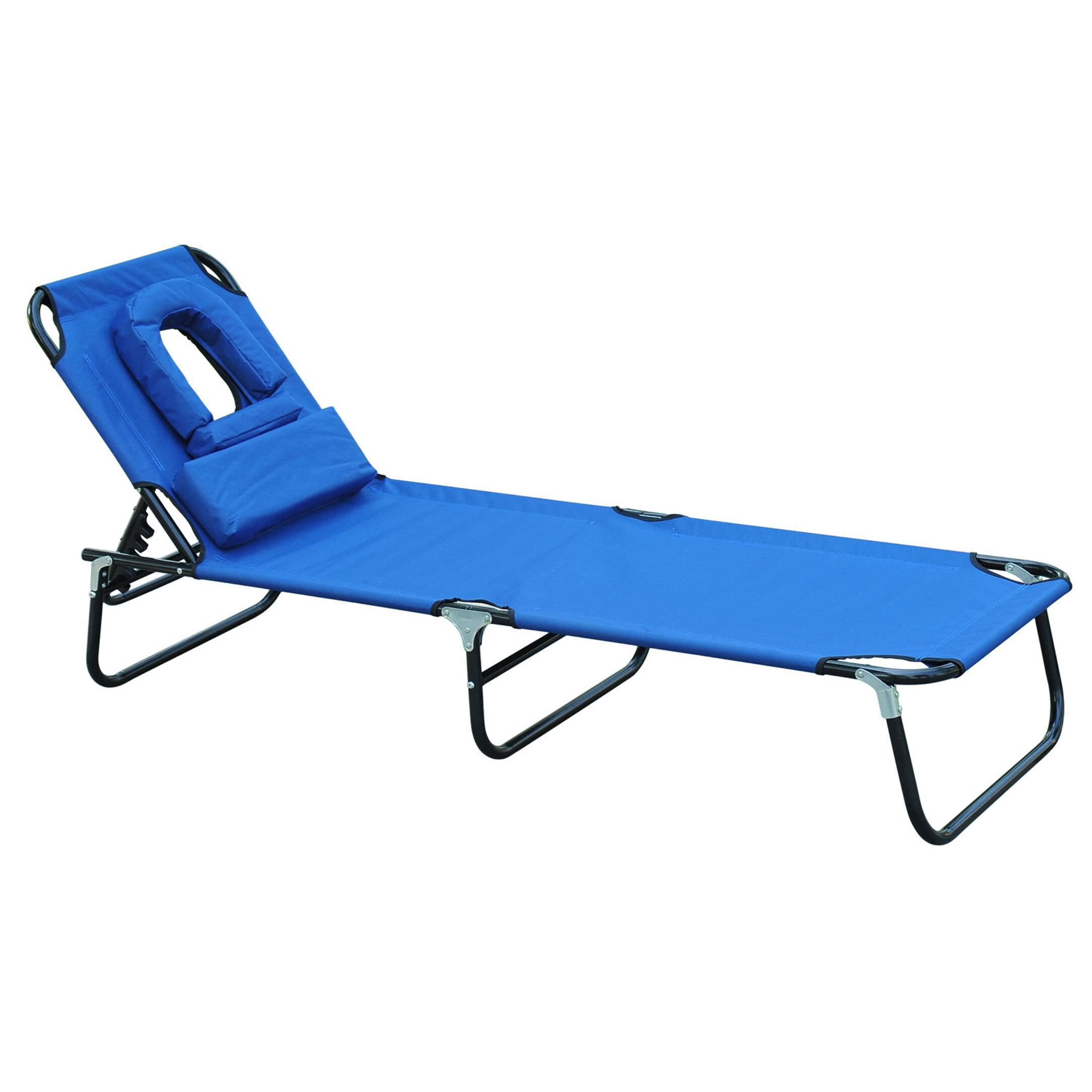 Tumbona con Almohada de Acero 190x56x28 cm Azul