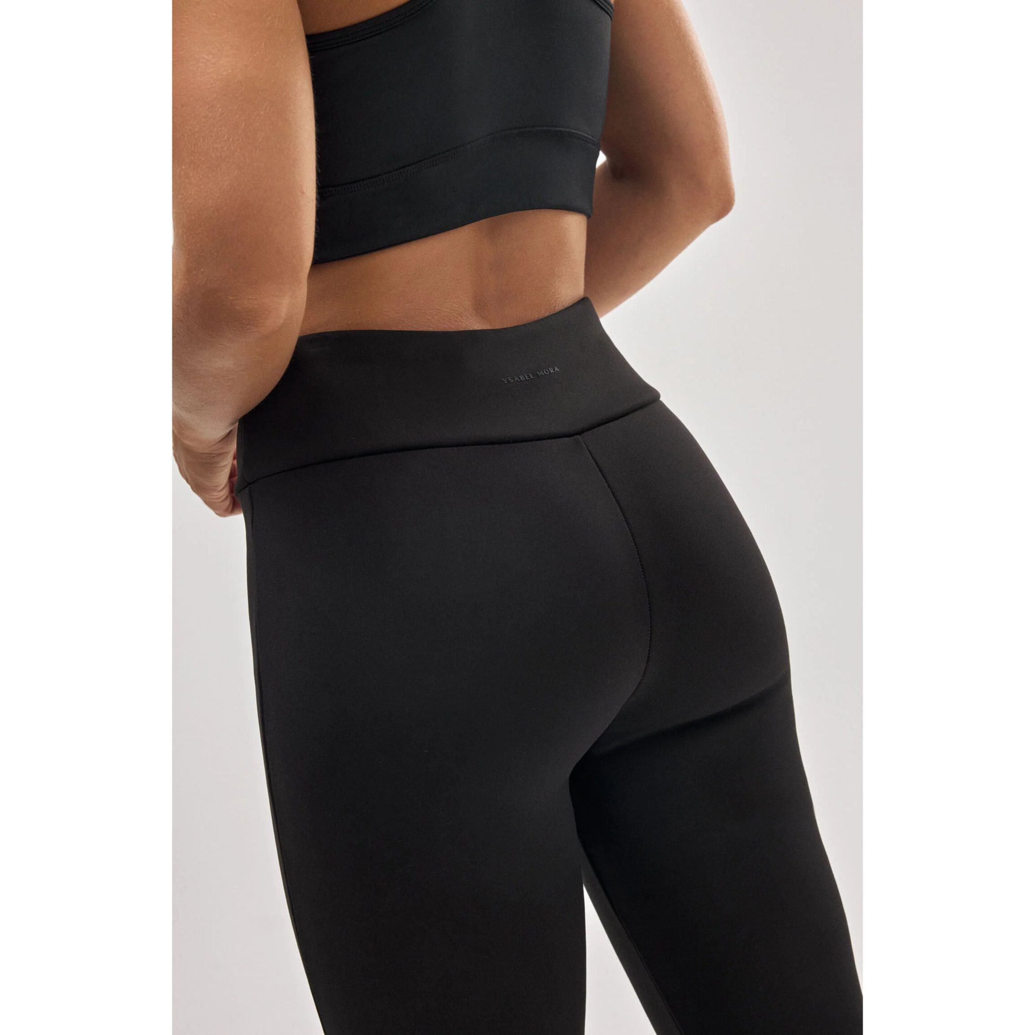Leggings termici svasati in pile nero, stile sportivo