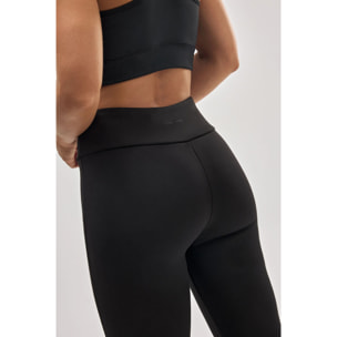 Leggings termici svasati in pile nero, stile sportivo