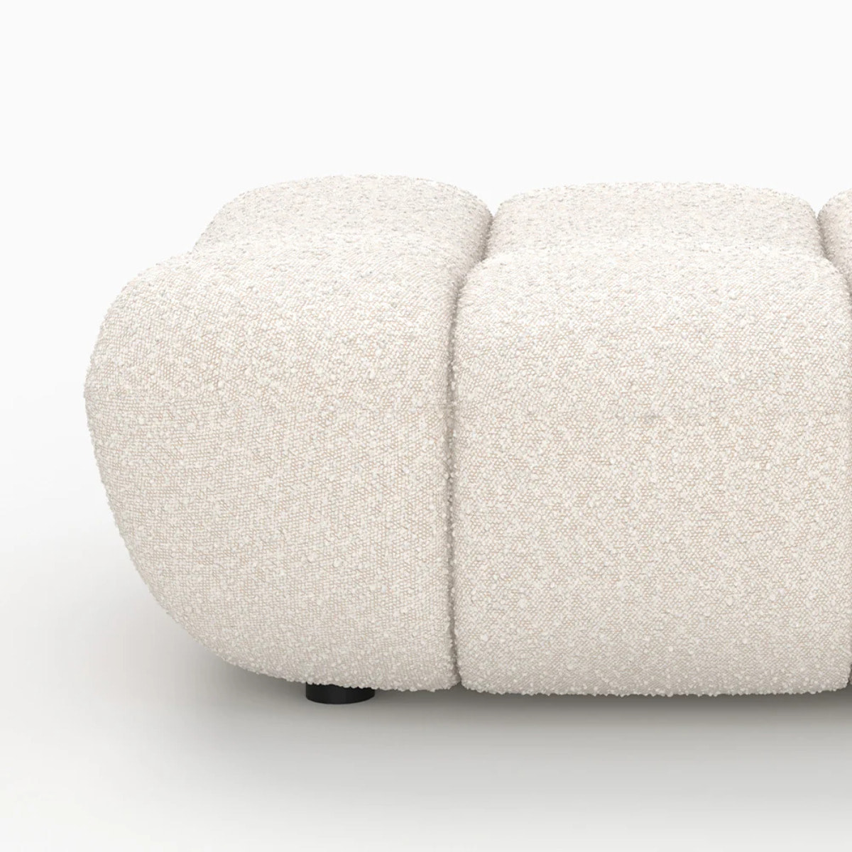 Pouf repose-pieds en tissu bouclé blanc - Teddy