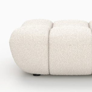 Pouf repose-pieds en tissu bouclé blanc - Teddy